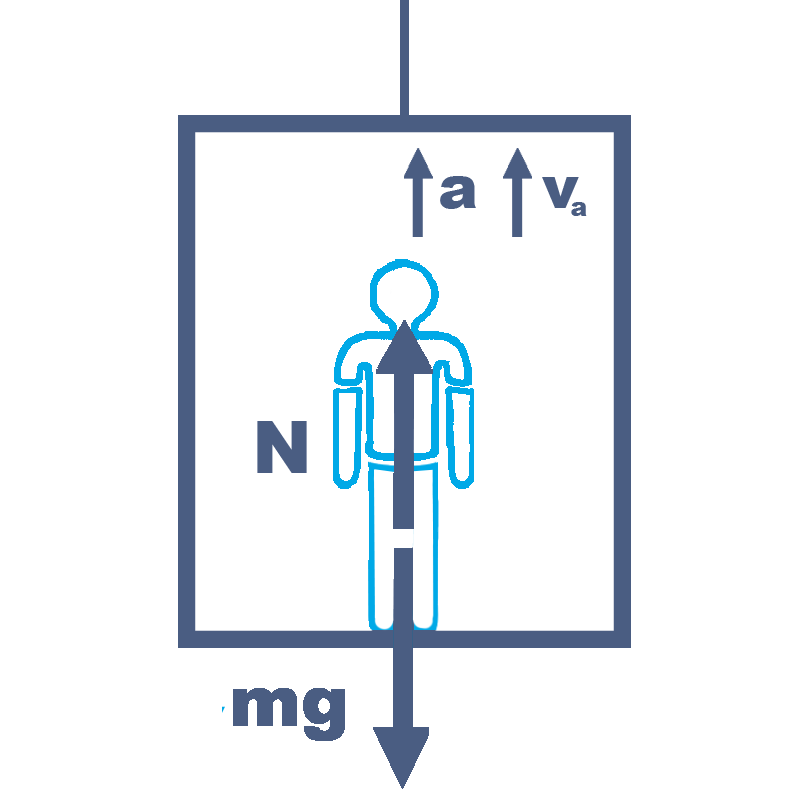 Diagrama de cuerpo libre de una persona dentro de un ascensor